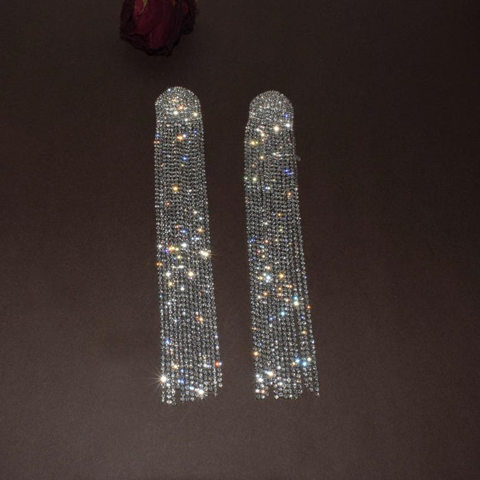 Bulk Jewelry Wholesale alloy diamond long crystal fringed earrings JDC-ES-GSNT005 Wholesale factory from China YIWU China