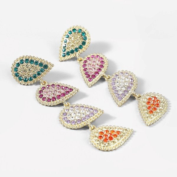 Wholesale Alloy diamond long leaf earrings JDC-ES-JL717 Earrings 氿乐 Wholesale Jewelry JoyasDeChina Joyas De China