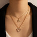 Wholesale Alloy Diamond Love Double Necklace JDC-NE-C204 NECKLACE 咏歌 16927 Wholesale Jewelry JoyasDeChina Joyas De China