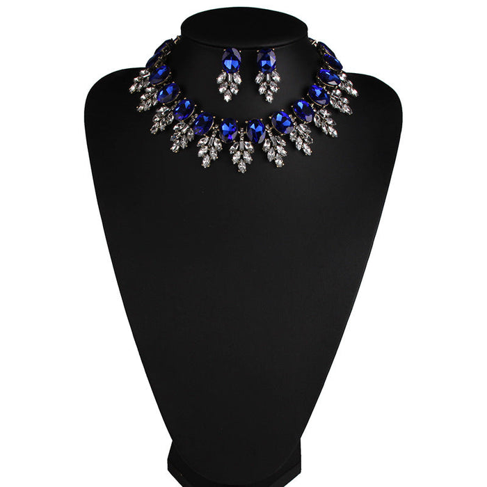 Wholesale Alloy diamond necklace JDC-NE-JQ148 NECKLACE 佳琪 blue Wholesale Jewelry JoyasDeChina Joyas De China