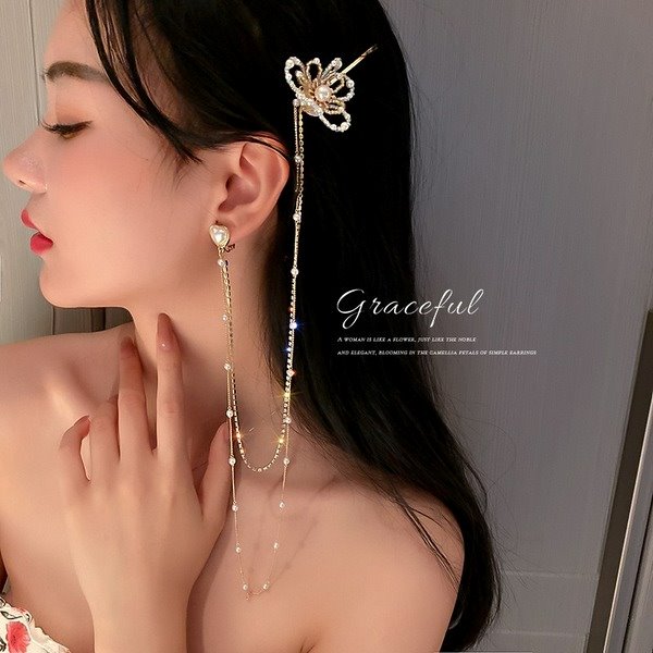 Wholesale alloy diamond pearl flower gold earrings JDC-ES-BY-072 Earrings 宝钰 Wholesale Jewelry JoyasDeChina Joyas De China