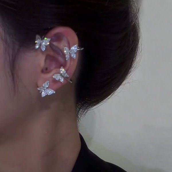 Wholesale alloy diamond-studded butterfly ear clips JDC-ES-XuF001 Piercings 旭帆 Wholesale Jewelry JoyasDeChina Joyas De China