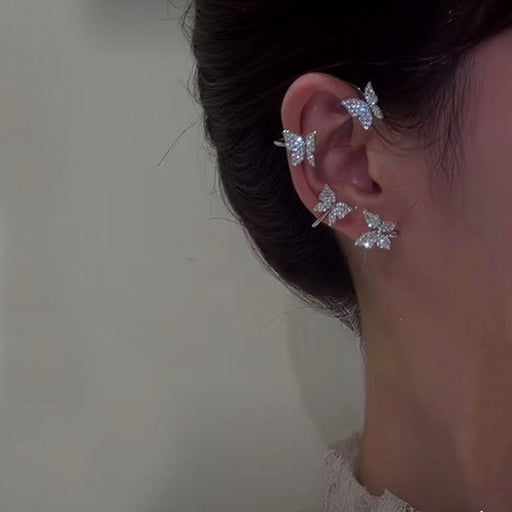 Wholesale alloy diamond-studded butterfly ear clips JDC-ES-XuF001 Piercings 旭帆 Wholesale Jewelry JoyasDeChina Joyas De China
