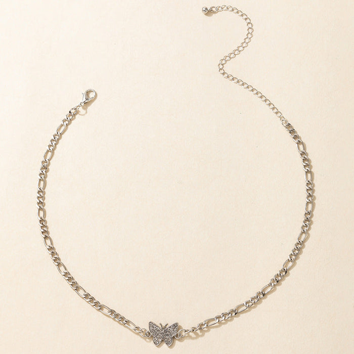 Wholesale alloy diamond-studded butterfly single layer necklace JDC-NE-C192 NECKLACE 咏歌 17294silver Wholesale Jewelry JoyasDeChina Joyas De China