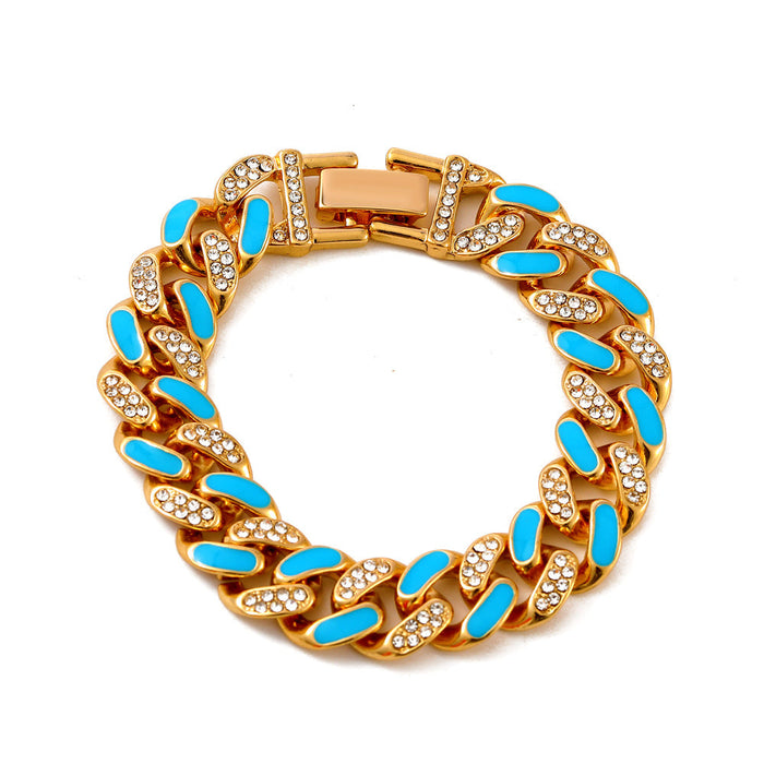Wholesale alloy diamond-studded Cuban bracelet JDC-BT-A018 Bracelet 妙雅 1 Wholesale Jewelry JoyasDeChina Joyas De China