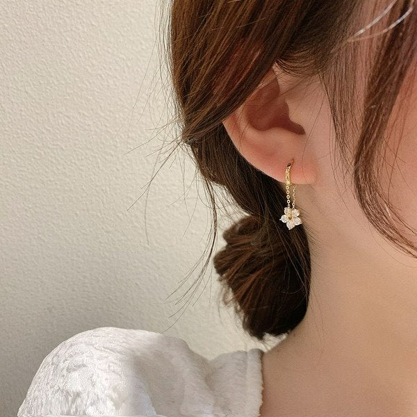 Wholesale alloy diamond studded flower gold earrings JDC-ES-BY-080 Earrings 宝钰 Wholesale Jewelry JoyasDeChina Joyas De China