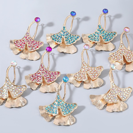Wholesale alloy diamond-studded ginkgo leaf double earrings JDC-ES-JL103 Earrings JoyasDeChina Wholesale Jewelry JoyasDeChina Joyas De China
