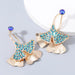 Wholesale alloy diamond-studded ginkgo leaf double earrings JDC-ES-JL103 Earrings JoyasDeChina blue Wholesale Jewelry JoyasDeChina Joyas De China