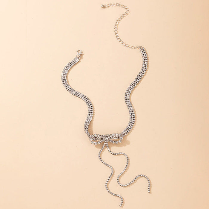 Wholesale alloy diamond-studded long tassel bow necklace JDC-NE-C231 NECKLACE 咏歌 13939 Wholesale Jewelry JoyasDeChina Joyas De China