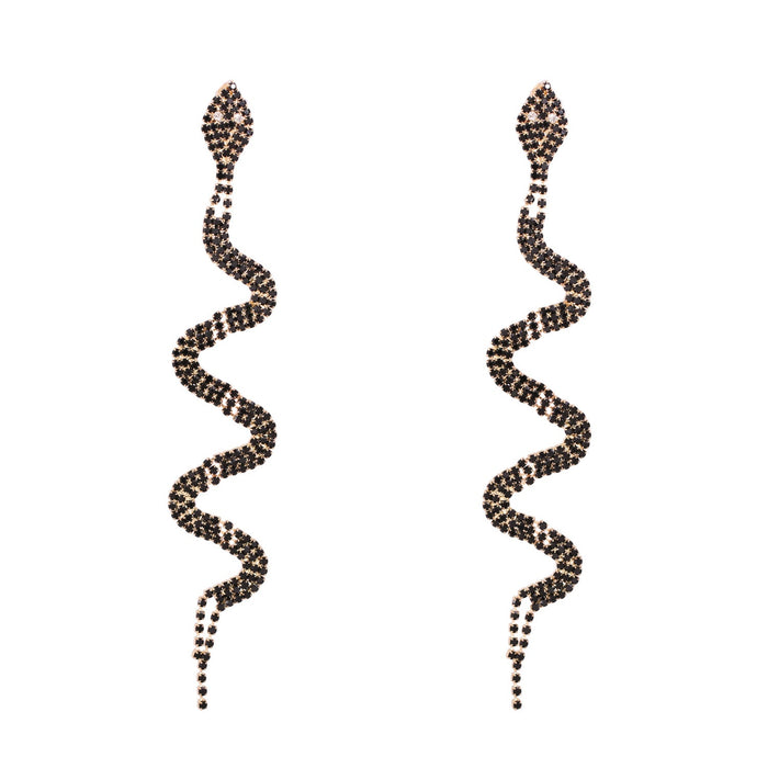 Wholesale alloy diamond-studded snake earrings JDC-ES-JJ336 Earrings 聚嘉 black Wholesale Jewelry JoyasDeChina Joyas De China