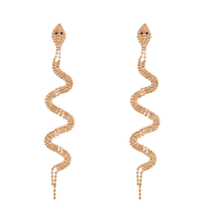 Wholesale alloy diamond-studded snake earrings JDC-ES-JJ336 Earrings 聚嘉 champagne Wholesale Jewelry JoyasDeChina Joyas De China