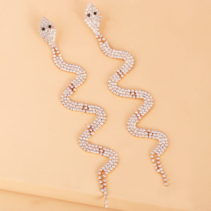 Wholesale alloy diamond-studded snake earrings JDC-ES-JJ336 Earrings 聚嘉 gold Wholesale Jewelry JoyasDeChina Joyas De China