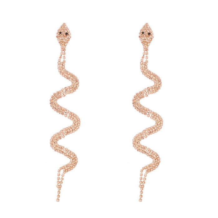 Wholesale alloy diamond-studded snake earrings JDC-ES-JJ336 Earrings 聚嘉 pink Wholesale Jewelry JoyasDeChina Joyas De China