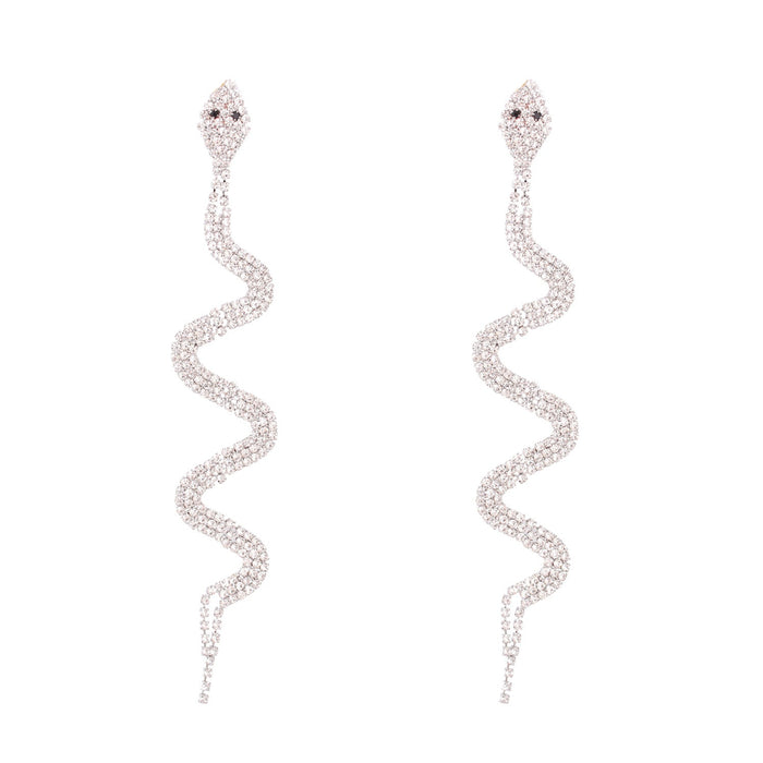 Wholesale alloy diamond-studded snake earrings JDC-ES-JJ336 Earrings 聚嘉 silver Wholesale Jewelry JoyasDeChina Joyas De China
