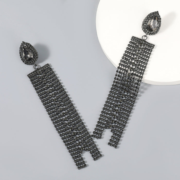Wholesale alloy diamond Tassel Earrings JDC-ES-JY012 Earrings JoyasDeChina black Wholesale Jewelry JoyasDeChina Joyas De China