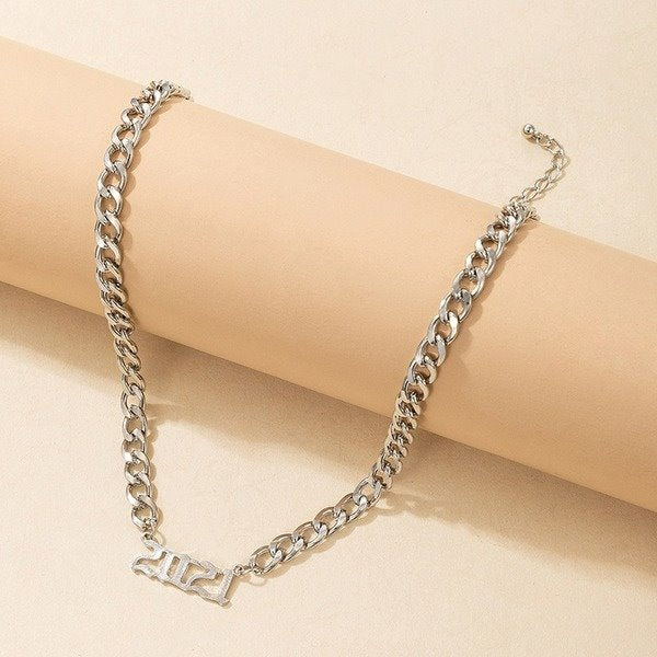 Wholesale alloy digital chain single layer necklace JDC-NE-C203 NECKLACE 咏歌 Wholesale Jewelry JoyasDeChina Joyas De China