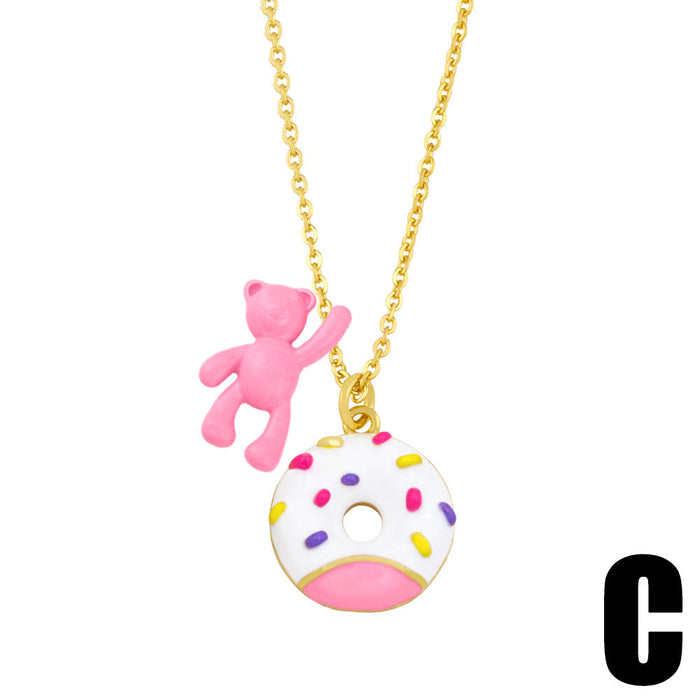 Wholesale alloy donut necklace JDC-NE-AS386 NECKLACE 翱昇 pink Wholesale Jewelry JoyasDeChina Joyas De China