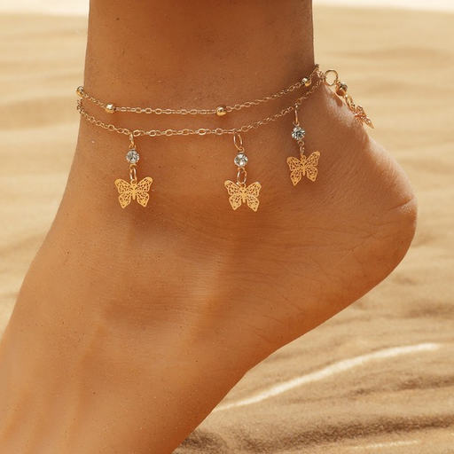 Bulk Jewelry Wholesale alloy double butterfly hollow anklet JDC-AS-A036 Wholesale factory from China YIWU China