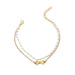 Bulk Jewelry Wholesale alloy double pearl chain bow anklet  JDC-AS-A040 Wholesale factory from China YIWU China