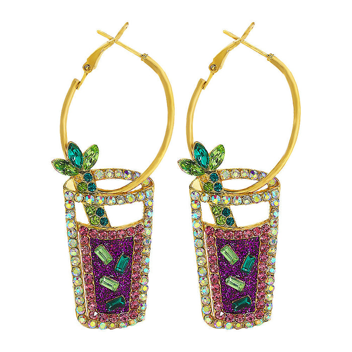 Wholesale alloy drink shape earrings JDC-ES-JQ225 Earrings 佳琪 purple Wholesale Jewelry JoyasDeChina Joyas De China