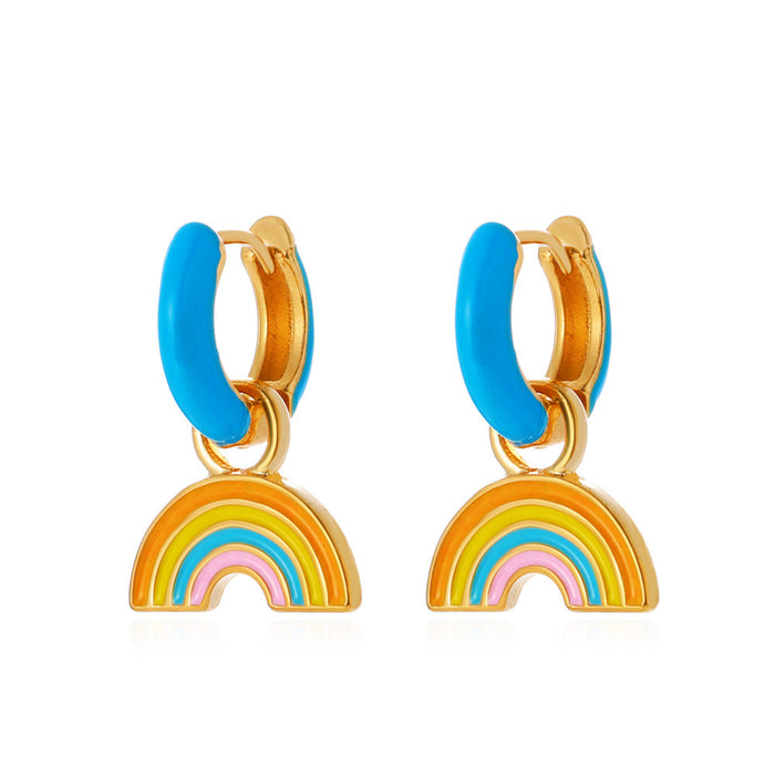 Wholesale alloy dripping rainbow earrings JDC-ES-D543 Earrings JoyasDeChina 01KC gold sky blue Wholesale Jewelry JoyasDeChina Joyas De China