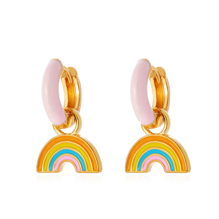 Wholesale alloy dripping rainbow earrings JDC-ES-D543 Earrings JoyasDeChina 02KC gold pink Wholesale Jewelry JoyasDeChina Joyas De China