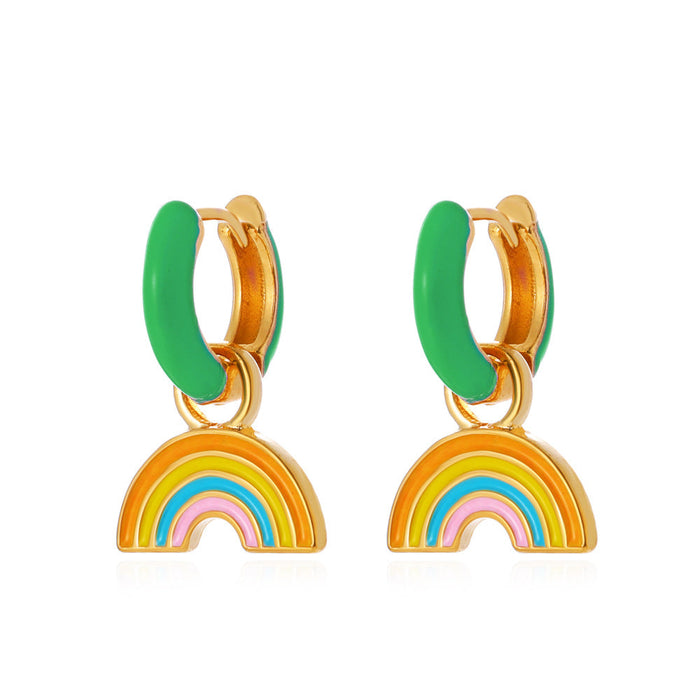 Wholesale alloy dripping rainbow earrings JDC-ES-D543 Earrings JoyasDeChina 04KC gold green Wholesale Jewelry JoyasDeChina Joyas De China