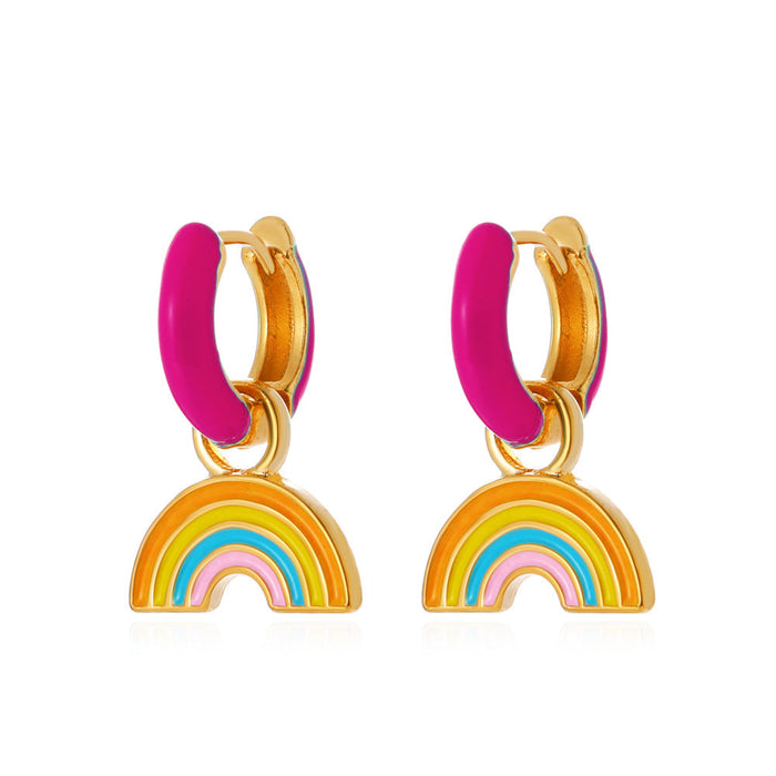 Wholesale alloy dripping rainbow earrings JDC-ES-D543 Earrings JoyasDeChina 05KC Gold Purple Wholesale Jewelry JoyasDeChina Joyas De China