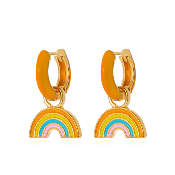 Wholesale alloy dripping rainbow earrings JDC-ES-D543 Earrings JoyasDeChina 07KC gold orange Wholesale Jewelry JoyasDeChina Joyas De China