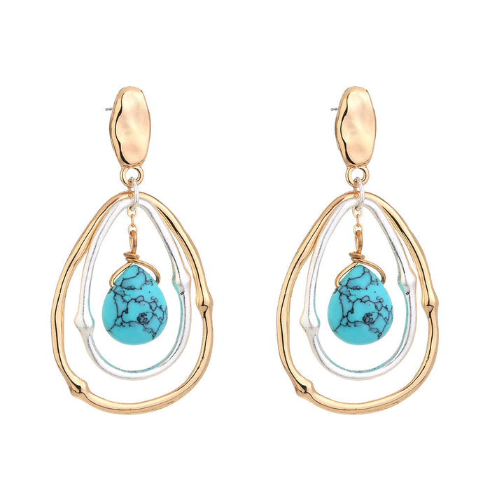 Wholesale Alloy drop laminated Turquoise Earrings JDC-ES-NM007 Earrings 诺铭 Alloy Wholesale Jewelry JoyasDeChina Joyas De China