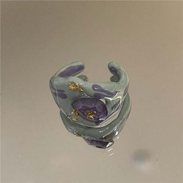 Wholesale alloy drop oil painted plant floral pattern rings JDC-RS-YQ004 Rings JoyasDeChina Wholesale Jewelry JoyasDeChina Joyas De China