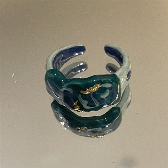 Wholesale alloy drop oil painted plant floral pattern rings JDC-RS-YQ004 Rings JoyasDeChina Double color Wholesale Jewelry JoyasDeChina Joyas De China