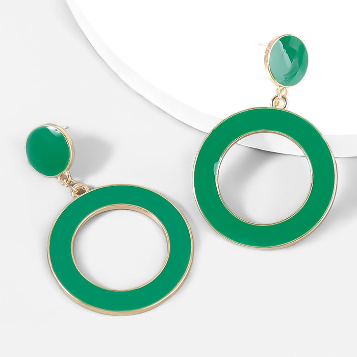 Wholesale alloy drop oil round geometric earrings JDC-ES-JL789 Earrings 氿乐 green Wholesale Jewelry JoyasDeChina Joyas De China