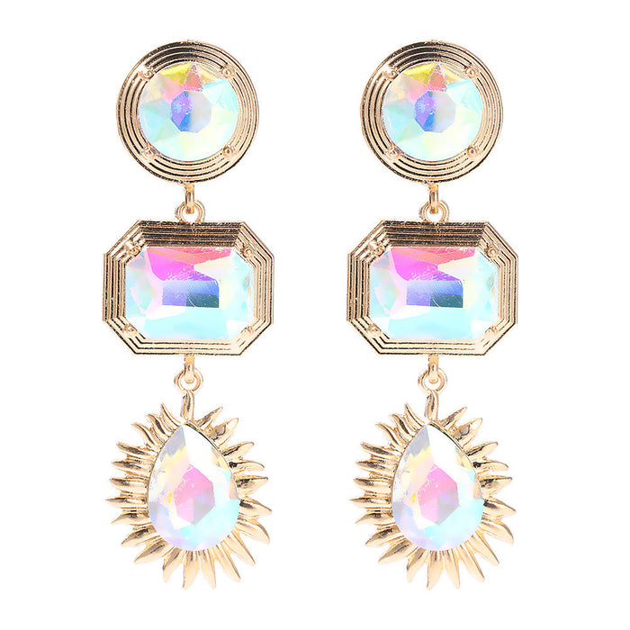 Wholesale alloy drop-shaped gem earrings JDC-ES-JQ193 Earrings 佳琪 ab Wholesale Jewelry JoyasDeChina Joyas De China
