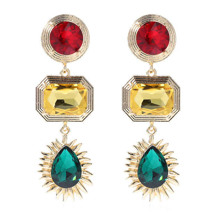 Wholesale alloy drop-shaped gem earrings JDC-ES-JQ193 Earrings 佳琪 green Wholesale Jewelry JoyasDeChina Joyas De China