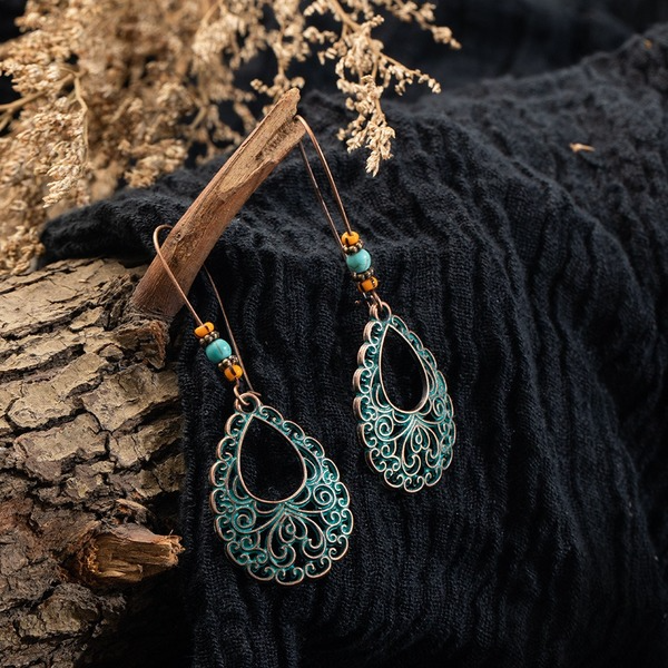 Bulk Jewelry Wholesale alloy drop - shaped hollow earrings JDC-ES-KJ055 Wholesale factory from China YIWU China
