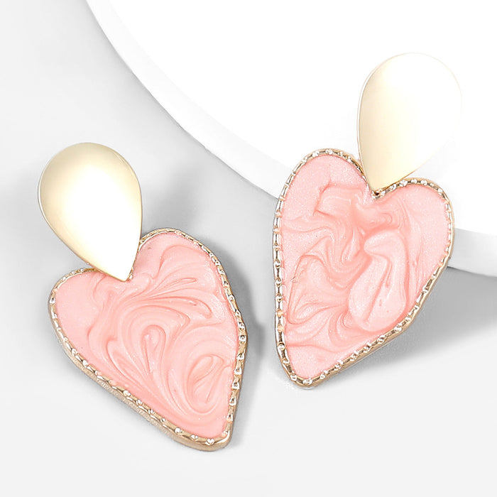 Wholesale Alloy Drops Oil Heart shape Earrings JDC-ES-JL826 Earrings 氿乐 pink Wholesale Jewelry JoyasDeChina Joyas De China