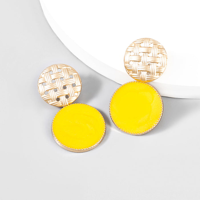 Wholesale Alloy Drops Oil Round Earrings JDC-ES-JL825 Earrings 氿乐 yellow Wholesale Jewelry JoyasDeChina Joyas De China