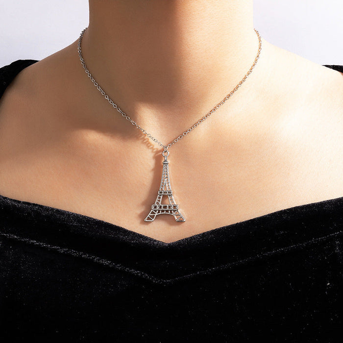 Wholesale Alloy Eiffel Tower Single Layer Necklace JDC-NE-C180 NECKLACE 咏歌 17904 Wholesale Jewelry JoyasDeChina Joyas De China