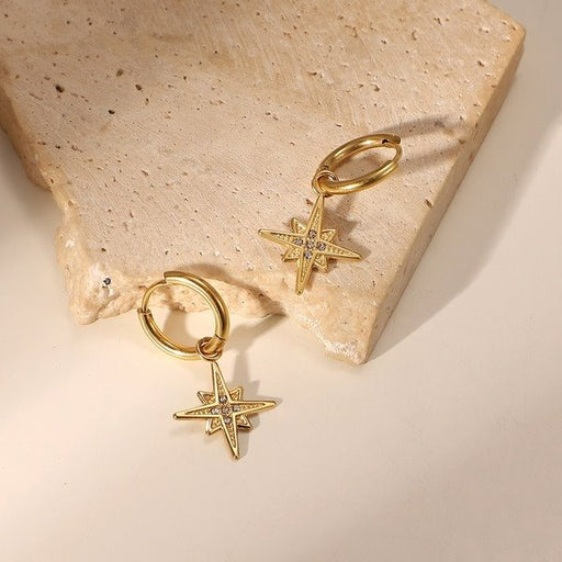 Wholesale alloy eight-pointed star with five zircon ear rings JDC-ES-JD327 Earrings 杰鼎 Wholesale Jewelry JoyasDeChina Joyas De China