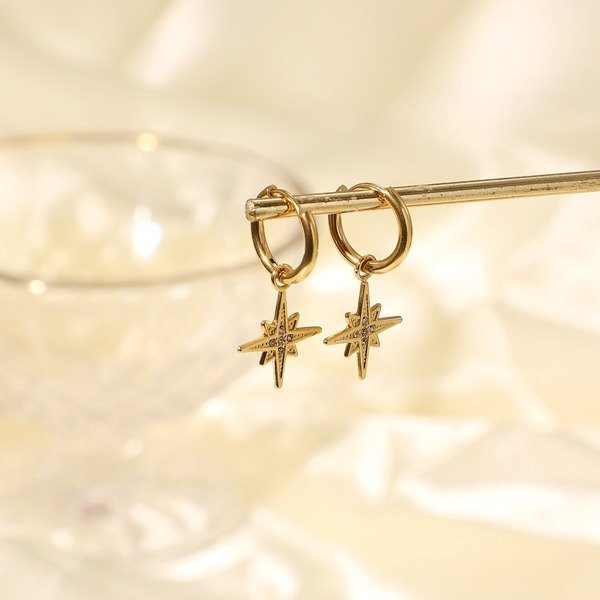 Wholesale alloy eight-pointed star with five zircon ear rings JDC-ES-JD327 Earrings 杰鼎 Wholesale Jewelry JoyasDeChina Joyas De China
