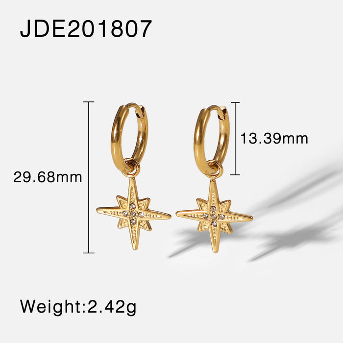 Wholesale alloy eight-pointed star with five zircon ear rings JDC-ES-JD327 Earrings 杰鼎 JDE201807 Wholesale Jewelry JoyasDeChina Joyas De China