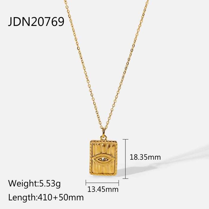 Wholesale alloy embossed diamond eye square necklace JDC-NE-JD349 NECKLACE 杰鼎 JDN20769 Wholesale Jewelry JoyasDeChina Joyas De China