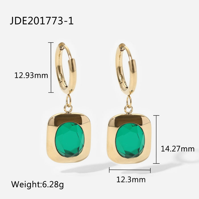 Wholesale alloy emerald square earrings JDC-ES-JD334 Earrings 杰鼎 JDE201773-1 Wholesale Jewelry JoyasDeChina Joyas De China