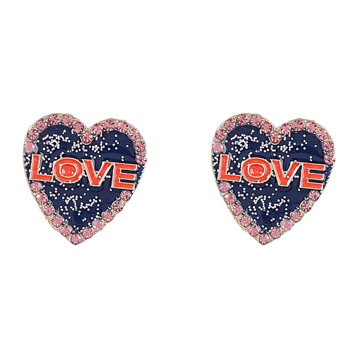 Wholesale Alloy Enamel Acrylic Heart Letter Earrings JDC-ES-JL849 Earrings 氿乐 pink Wholesale Jewelry JoyasDeChina Joyas De China