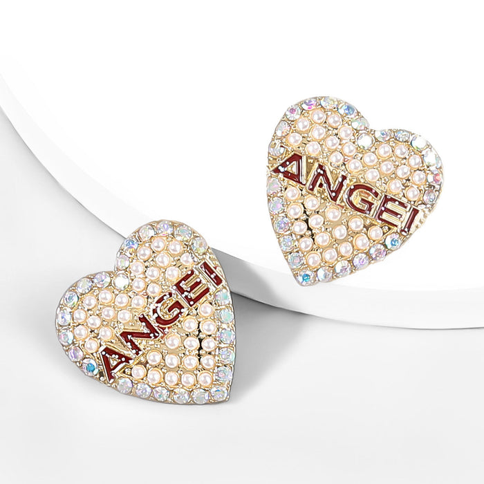 Wholesale Alloy Enamel Acrylic Heart Letter Earrings JDC-ES-JL851 Earrings 氿乐 pearl Wholesale Jewelry JoyasDeChina Joyas De China