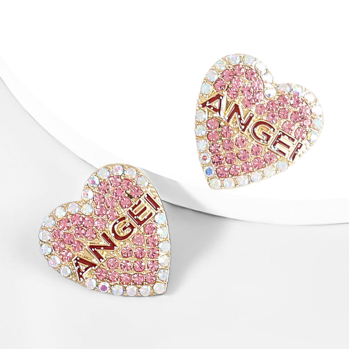 Wholesale Alloy Enamel Acrylic Heart Letter Earrings JDC-ES-JL851 Earrings 氿乐 pink Wholesale Jewelry JoyasDeChina Joyas De China