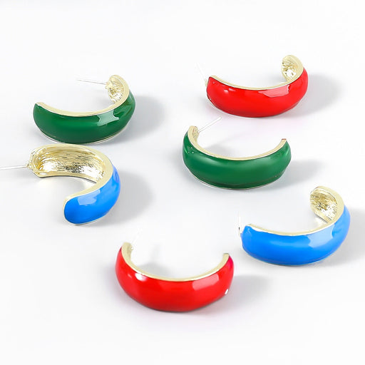 Wholesale Alloy Enamel C Shape Earrings JDC-ES-JL895 Earrings 氿乐 Wholesale Jewelry JoyasDeChina Joyas De China