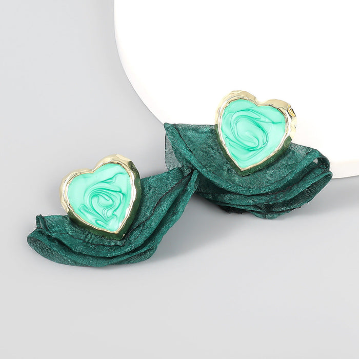 Wholesale alloy enamel cloth love earrings JDC-ES-JL843 Earrings 氿乐 green Wholesale Jewelry JoyasDeChina Joyas De China