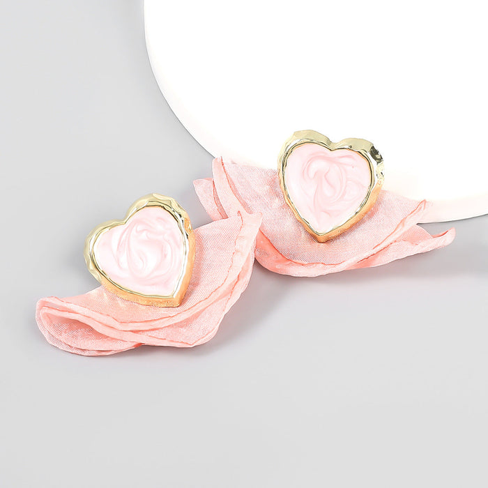 Wholesale alloy enamel cloth love earrings JDC-ES-JL843 Earrings 氿乐 pink Wholesale Jewelry JoyasDeChina Joyas De China